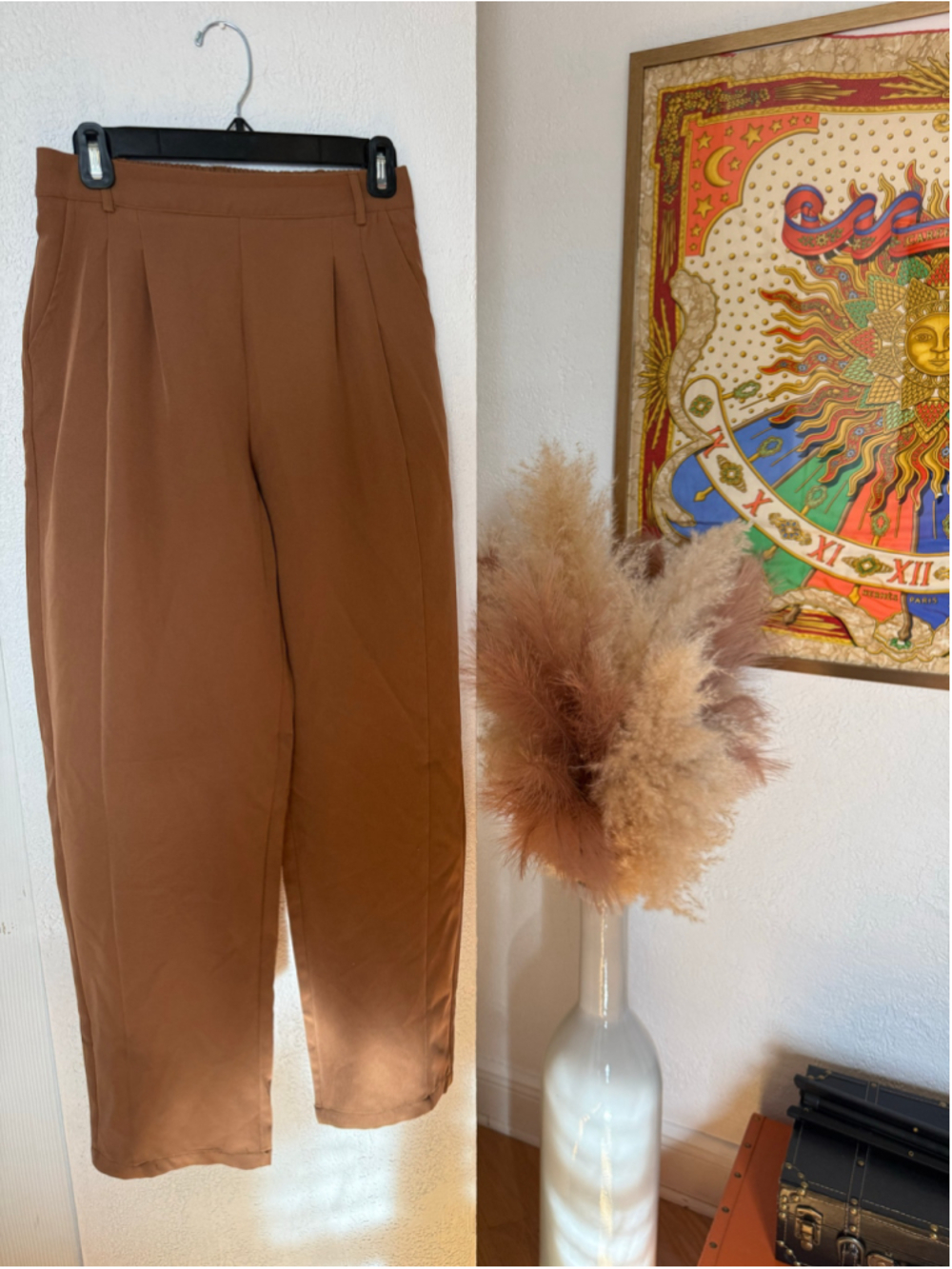 Women's Evaless Brown Trousers, barrel type , Size S